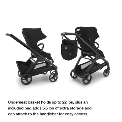 Bugaboo Dragonfly City Stroller - Lightweight Compact Baby Stroller with One Hand Easy Fold in Any Position, Full Suspension, XL Underseat Basket - Midnight Black