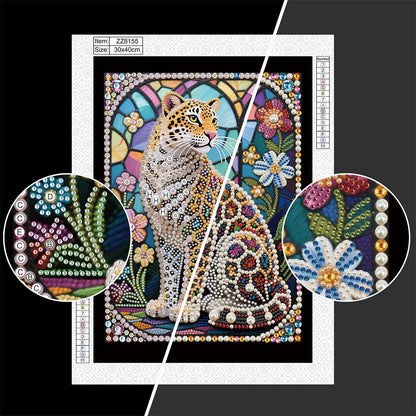 Kulvci Tiger DIY 5D Pearl Painting Kit, Diamond Painting Kit for Adults Beginner, Bead Art Kits All-Pearl Dot Painting for Wall Decor, Creative Stress Relief Gift Home Decor,12 × 16 inch