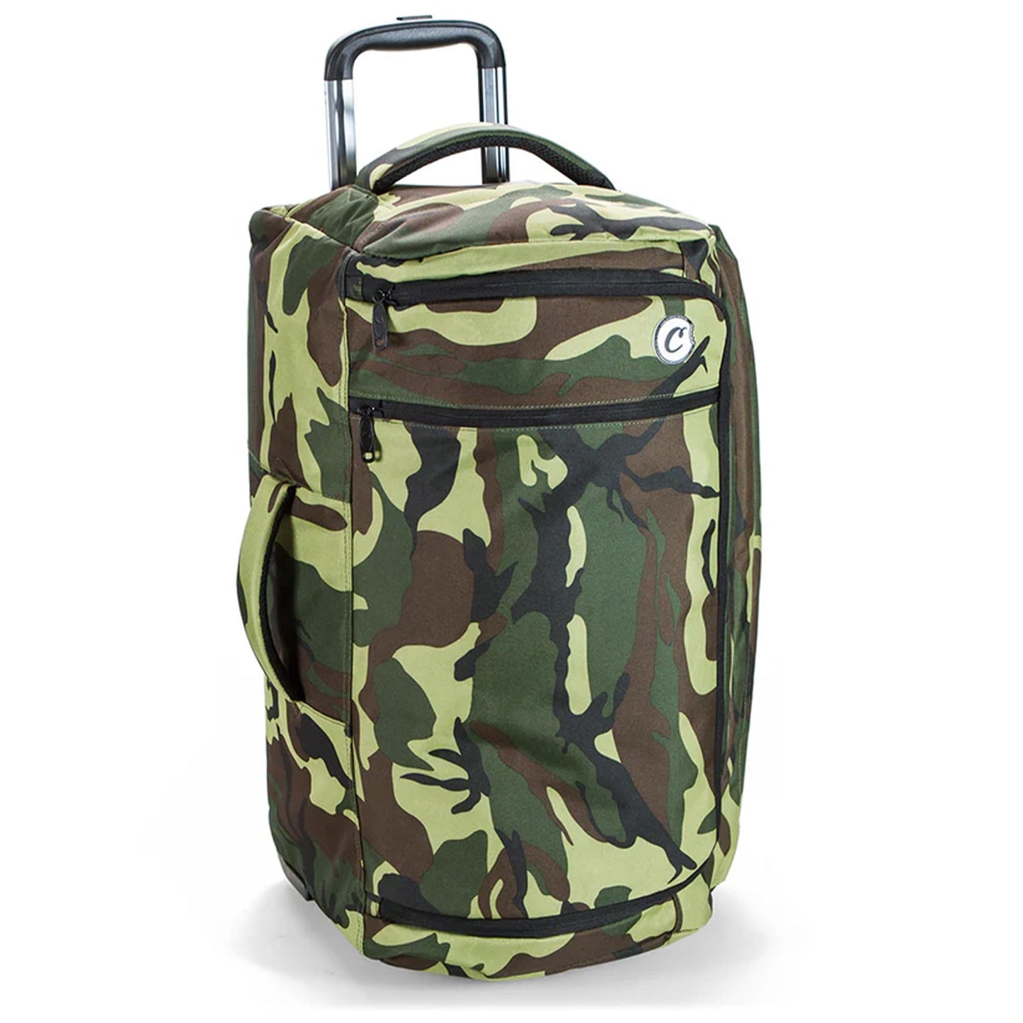 Cookies Trek Roller Smell Proof Travel Bag – Oversized Rolling Luggage with Double Zipper, Durable Nylon Canvas Build, Extra Large Storage for Travel, Gear, Road Trips & Streetwear Carry – Green Camo