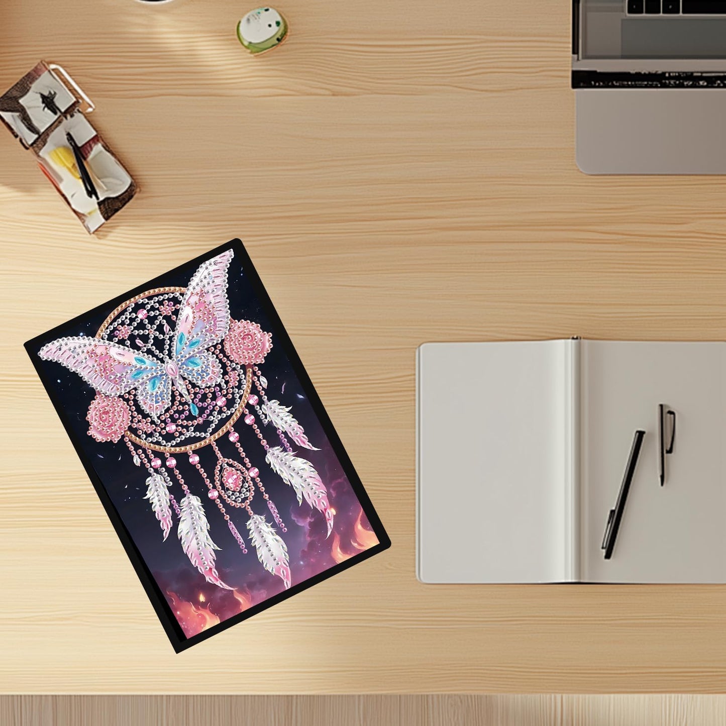 JZHYOAN Butterfly Diamond Painting Notepad, Diamond Art Notebook Kits, 8.26x5.78x0.35 Inch Journals for Writing, Memo Notepads Office, work, Travel, Study
