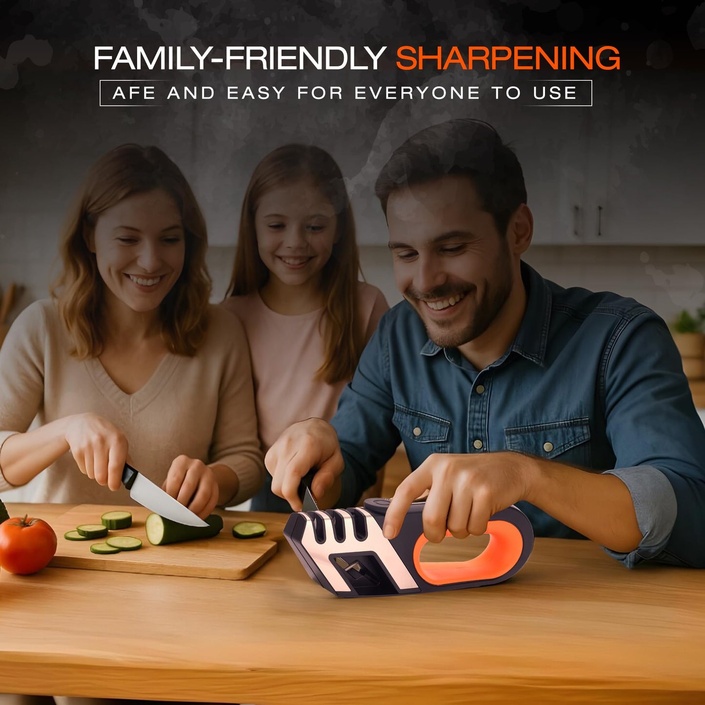 3-Step Knife & Scissor Sharpener with 5 Adjustable Angles, Manual, Pull Through for Kitchen, Chef, Pocket & Filet Knives, Tungsten, Diamond & Ceramic Rods for Repair, Restore & Polish, Non-Slip Base