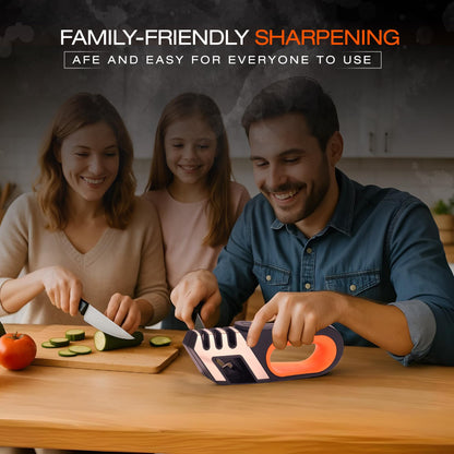 3-Step Knife & Scissor Sharpener with 5 Adjustable Angles, Manual, Pull Through for Kitchen, Chef, Pocket & Filet Knives, Tungsten, Diamond & Ceramic Rods for Repair, Restore & Polish, Non-Slip Base
