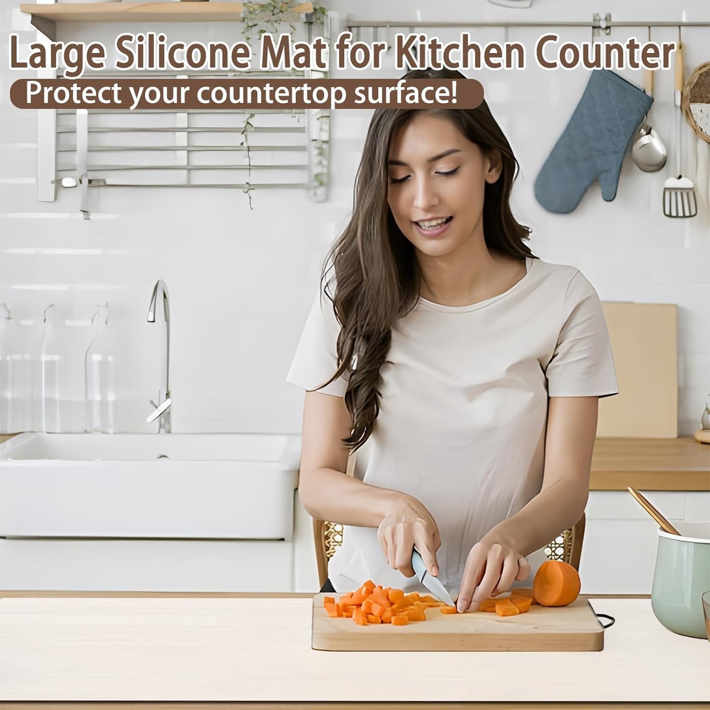 Silicone Mats for Kitchen Counter, 48"x32"(120cmx80cm) Large Heat Resistant Mat Kitchen Island Waterproof Countertop Protector Mat Nons-slip Extra Large Counter Mat, Dark Green