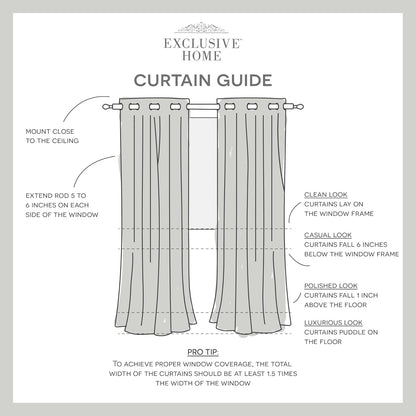 Exclusive Home Loha Linen Grommet Top Curtain Panel Pair, 54"x84", Black Pearl