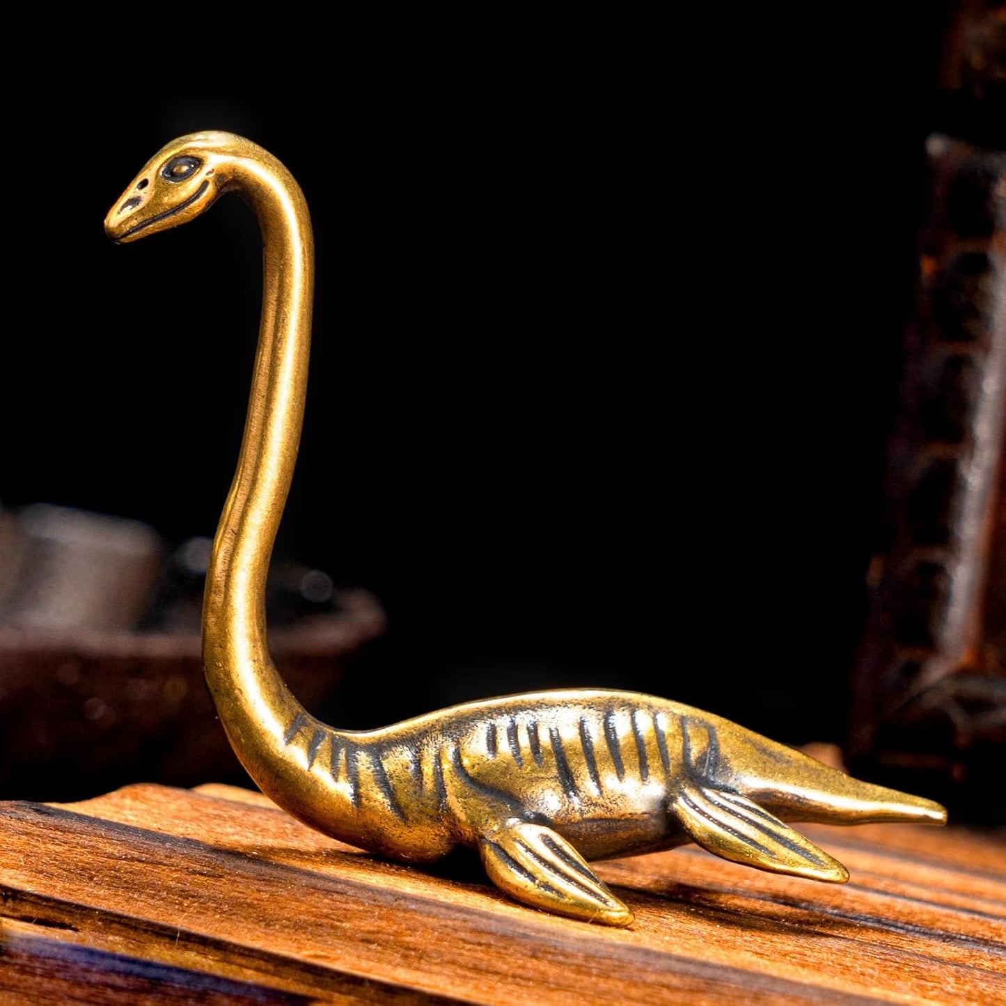 1PC CHOVY Solid Brass Loch Ness Monster Figurine - Enigmatic Home Decor, Perfect Collectible Art Piece for Desk