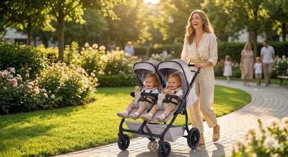 MUMUBOO Twin Baby Stroller (Silvery Grey)