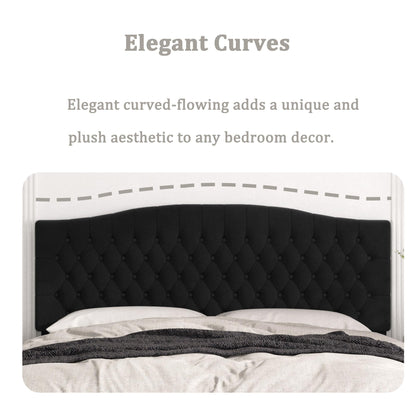 Befurtori King Headboard Only, Upholstered Headboard King for Adjustable Bed Velvet Tufted Wall Mounted Head Board with Solid Wood Legs Head Board, Black