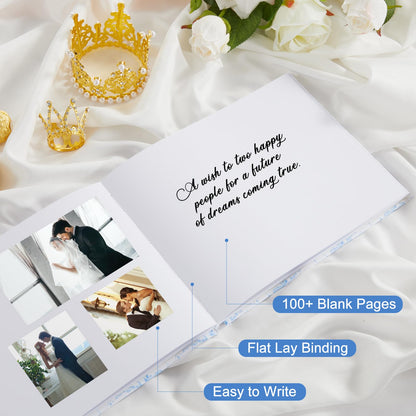 Humyoun 8.5 x 7 Inch Wedding Guest Book Letters to the Bride Scrapbook Wedding Memory Book Bridal DIY Blank Paper Scrapbook Photo Album Guest Sign (Blue,Classic)