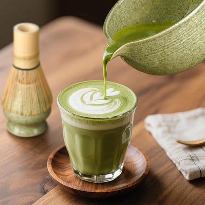 Skiennix Matcha Whisk Set - Complete 5-Piece Kit with Ceramic Bowl, Bamboo Chasen & Sifter