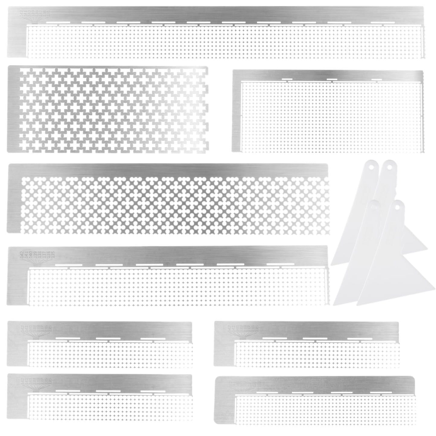 Varku Diamond Painting Ruler Set - 14 Pcs Stainless Steel Mesh Ruler With 4 Fixing Tools for Round & Square Drill Art