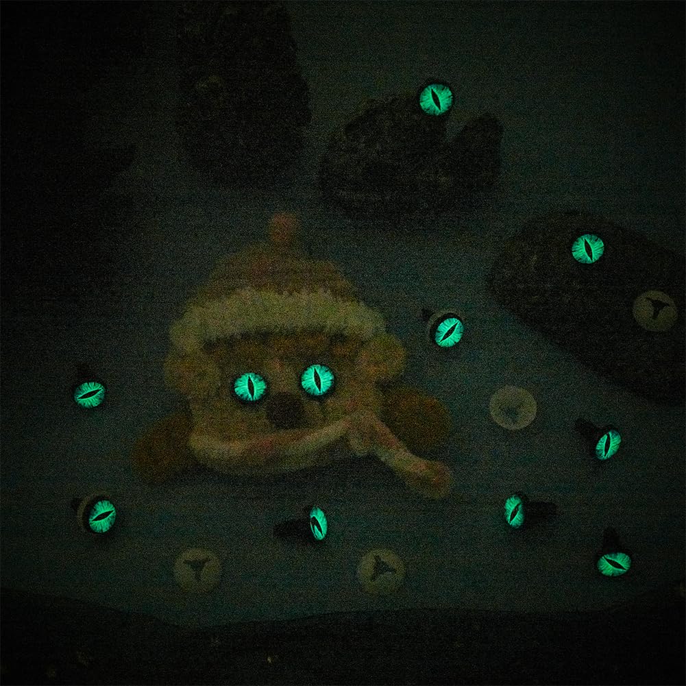 PH PandaHall 14mm Craft Safety Eyes, 20PCS Glow in The Dark Crochet Eyes Luminous Dragon Eyes Plastic Craft Crochet Eyes with Tray for DIY Crochet Stuffed Animal Teddy Bear Halloween Decor Making