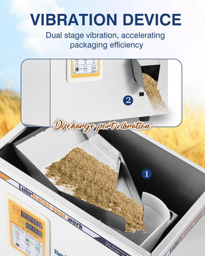 Hanchen Powder Filling Machine 0.5-100g Glitter Filling Machine with Foot Pedal Particle Weighing Automatic Bottle Bag Powder Filler for Tea Seeds Grains Powder Glitter (0.5-100g Filler)