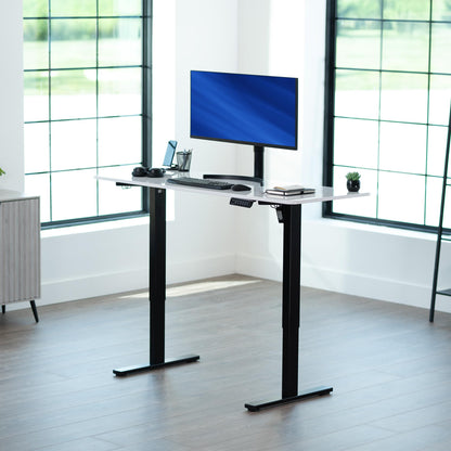 VIVO Electric Dry Erase 60 x 24 in Standing Desk, Memory Height Adjustment, 1B Series, Holds 220 lbs, Whiteboard Top Black Frame, DESK-KIT-1B6WE