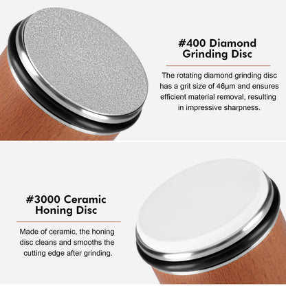 SULLARYA Knife Sharpener, Rolling Knife Sharpener, Knife Sharpening kit with Diamonds and Ceramic for Steel of Any Hardness, Kitchen Knife Sharpener with 15 & 20 Degree Magnetic Angle
