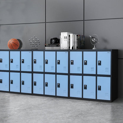MECOLOR FURNITURE Digital Lock Metal Gym Locker Organizer with Padlock and Shelf Small Size Blue
