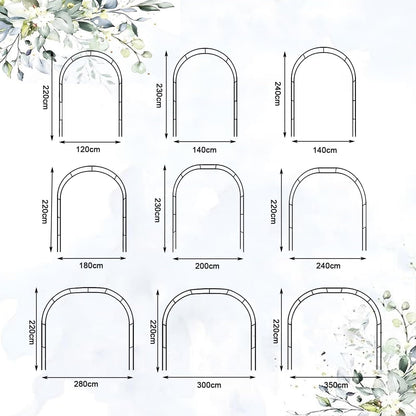 Metal Garden Arch Pergola for Climbing Plants and Wedding Events 11.5ft Tall Rose Arbor and Bridal Backdrop Stand