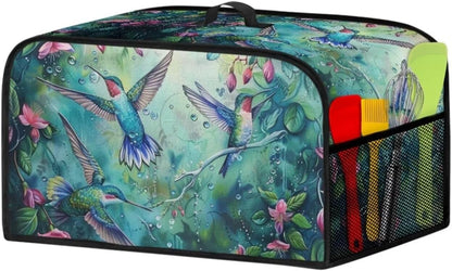 Hummingbird Crock Pot Cover, Floral Slow Cooker Dust Cover with Storage Pockets, Machine Washable
