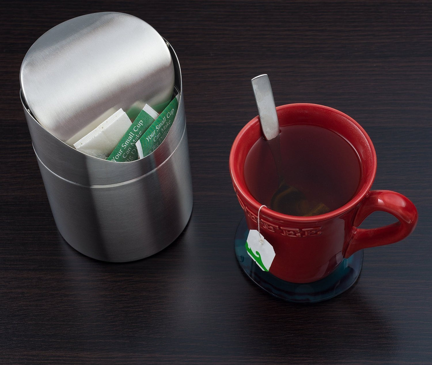 2 Packs Countertop Set, 1.5 0.40 ZHOUWHJJ Mini Brushed Stainless Steel Swing Lid Trash Can Come with Trash Bag, L /