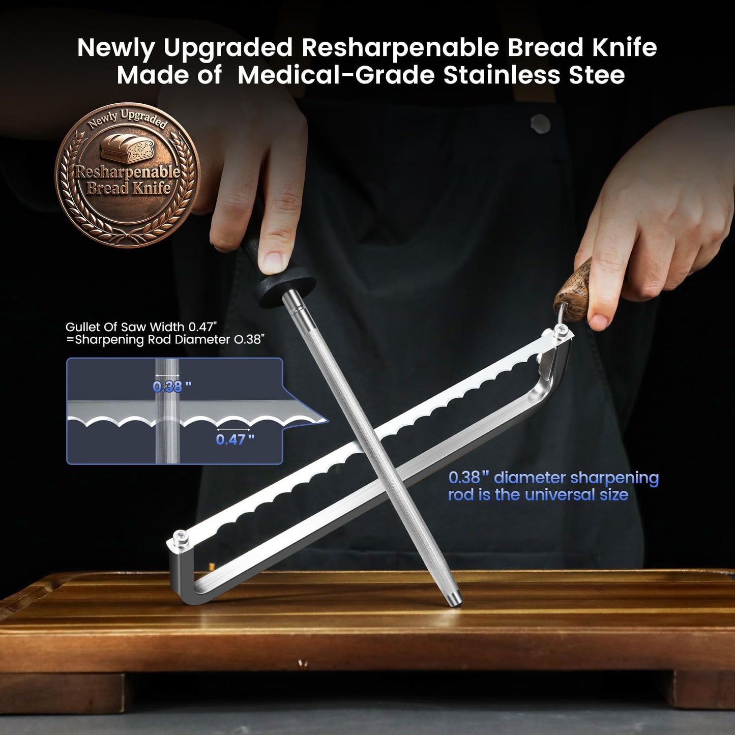 SYOKAMI 2025 Upgrade Bread Knife for Homemade Bread, World's 1st Real Bow-Design Sourdough Bread Slicer, Razor-Sharp Cutter for Crusty Sourdough & Baguette, 4 Thickness Scale Marks, Gift for Mom