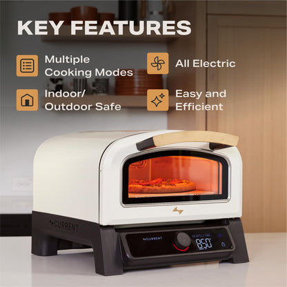 Current® Model P Smart Electric Pizza Oven, 12-Inch, 850°F Max, Multiple Cooking Modes, App Connectivity for Temperature Monitoring & Custom Cooking Times, Compact for Indoor & Outdoor Use, Slate