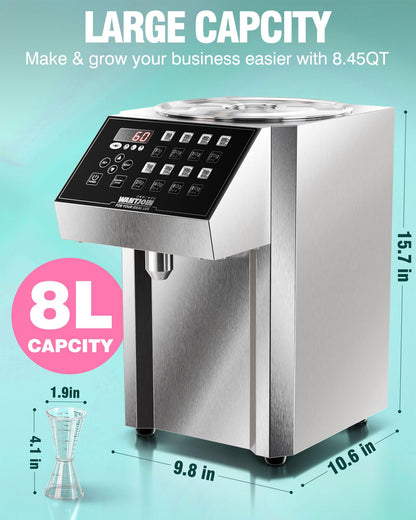 WantJoin Fructose Dispenser - 16 Weight Settings Automatic Syrup Dispenser Machine Commercial 8L/8.5Qt Quantitative Machine for Beverage with Measuring Cup Mixing Stick Bubble Tea Equipment