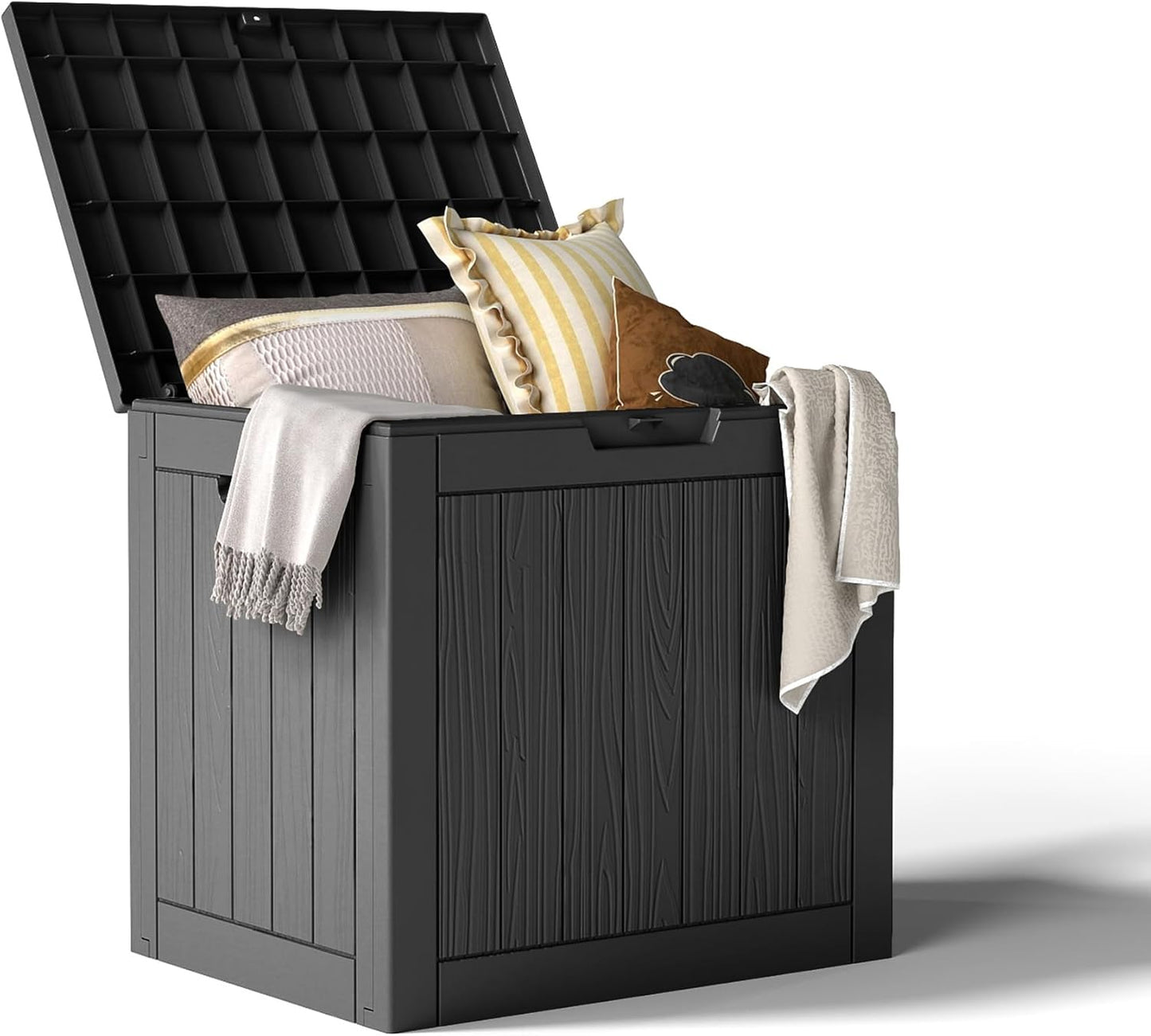 35 Package Gallon Resin Deck Box with Lockable Latch, Waterproof UV-Resistant Multi-Purpose Outdoor Storage for Patio