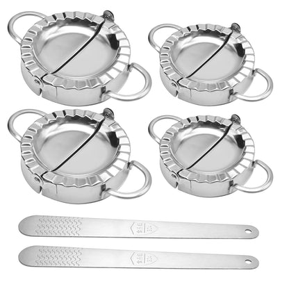 Newnessai Stainless Steel Dumpling Maker Kit With Stuffing Spoon, Includes 2Pcs Small Dumpling Molds and 2 Large Ravioli Maker Press, Easy-tool for Dumpling Pastry Pie Making