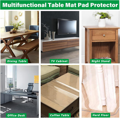 20X36 Inch 1.5mm Table Protector Clear Plastic PVC Tablecloth Water Resistant Tabletop Protector Wood Furniture