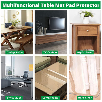 LinkGro 60 Inch Dia Round Clear Plastic Dining Room Table Protector PVC Tablecloth Cover Mat Vinyl Tablecloth Waterproof Wipeable Furniture Tabletop Pad Table Runner Protector for Coffee Desk