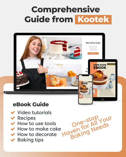 Kootek 253 Pcs Cake Decorating Kit, 12" Aluminum Alloy Cake Turntable, 48 Numbered Icing Tips, 3 Russian Piping Nozzles, Offset and Straight Spatulas, Cake Leveler, Pastry Bags Baking Supplies