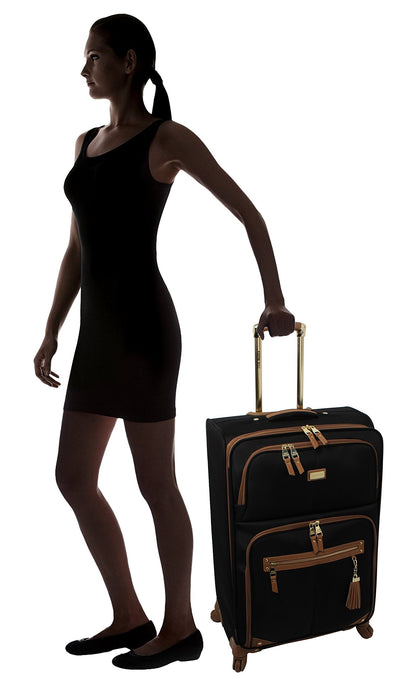 Steve Madden Designer Luggage Collection - 3 Piece Softside Expandable Lightweight Spinner Suitcase Set - Travel Set Includes an Under Seat Bag, 20-Inch Carry on and 28-Inch Checked Suitcase, Harlo