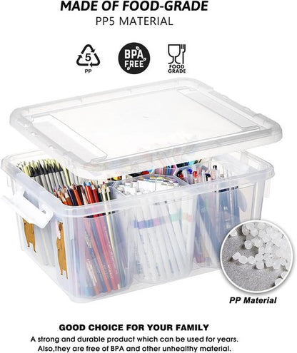 Loobuu 17QT Plastic Storage Bin with Lid - Stackable Clear Organizer Box for Crafts & Toys