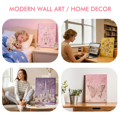LCOZX 12x16 Inch Lotus Flower Pearl Diamond Painting Kits for Adults, 5D Diamond Art for Kids Beginners, DIY Special Shape Pearl Gem Crafts for Home Wall Decor, No Frame Included