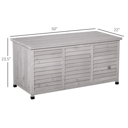 Havemies 75 Gallon Wooden Deck Box, Outdoor Storage Container with Aerating Gap & Weather-Fighting Finish, Grey