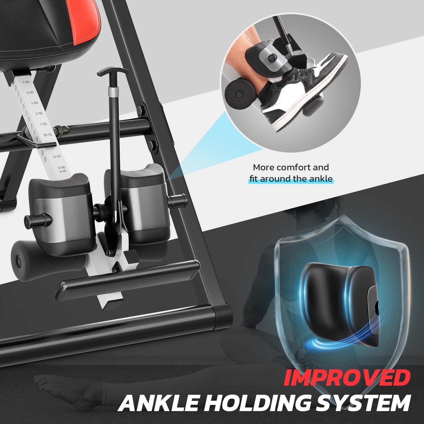 YOLEO Inversion Table Training Equipment Massage & Heat Inversion Table ITM280 Back Pain Relief Equipment w/Remote Control, Reversible Ankle Holders, Heavy Duty up to 320lbs