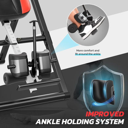 YOLEO Inversion Table Training Equipment Massage & Heat Inversion Table ITM280 Back Pain Relief Equipment w/Remote Control, Reversible Ankle Holders, Heavy Duty up to 320lbs