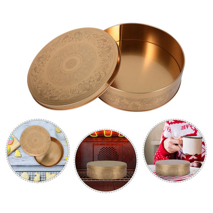 Amosfun Cookie Tin with Lid - 6.6 Inch Round Tinplate Treat Boxes Decorative Cake Pan Candy Snack Chocolate Patisseries Storage Container
