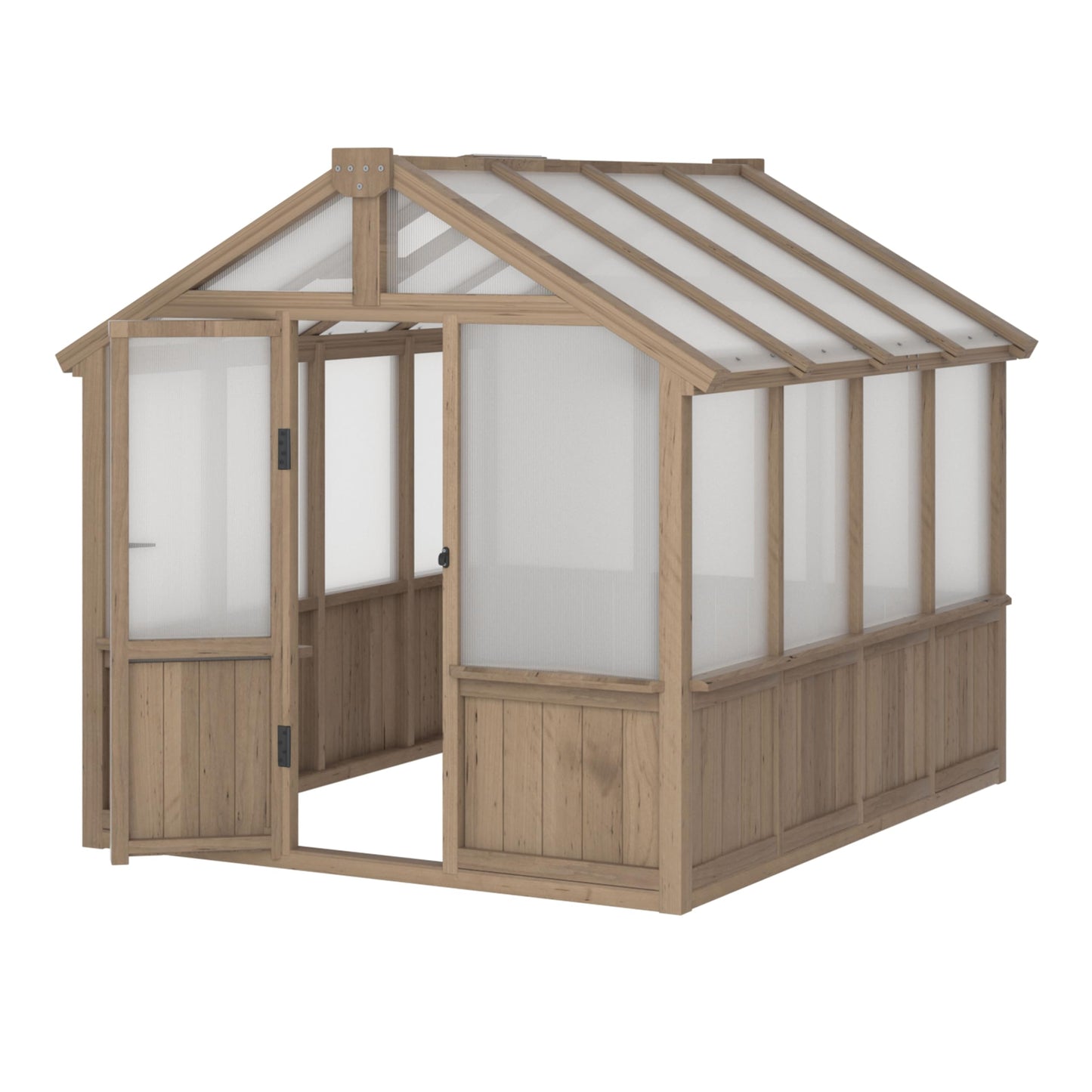 Mupater 6 x 8 FT Wooden Polycarbonate Greenhouse with Ventilated Window and Lockable Door, 6mm PC Panels for UV Protection, Walk-in Greenhouse Kit for Outdoor, Garden and Backyard, Brown