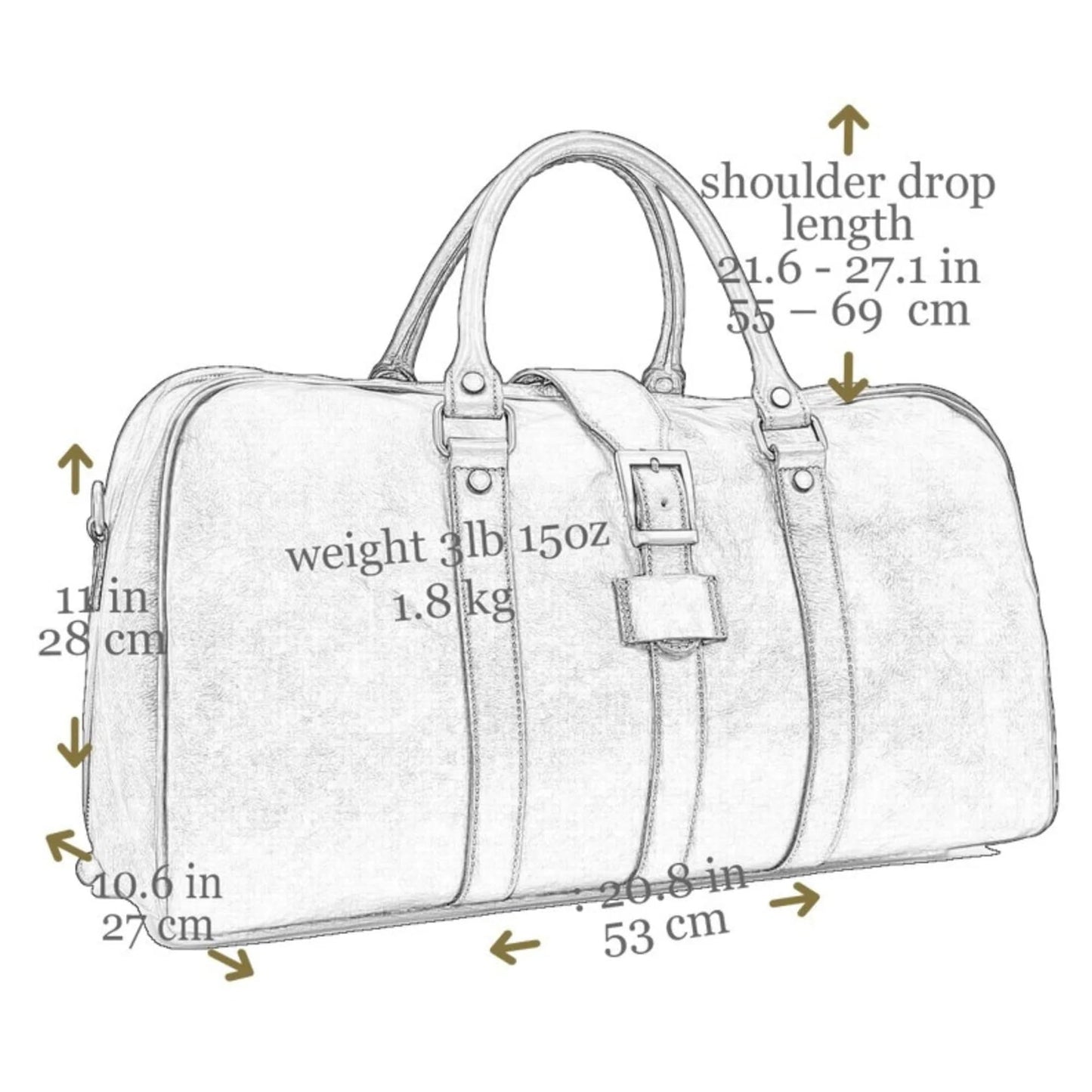 Time Resistance Leather Duffle Bag - Full Grain Leather Travel Bag for Men and Women - Carry-On Duffel Bag (Cognac)