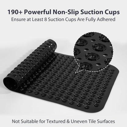 17x30 Inch Black Bathtub Mat Shower Mat Non Slip Standard Size, Soft Bubble Bath Tub Mat Shower Mats for Inside Shower