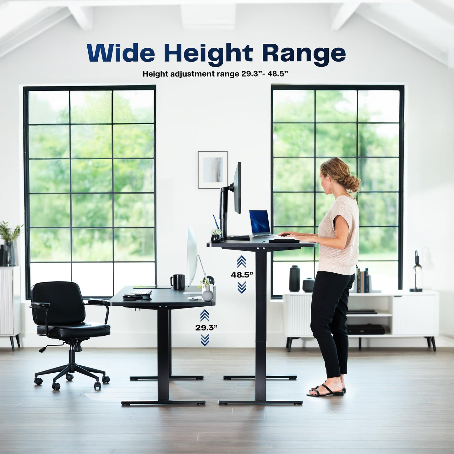 VIVO Electric 60 x 24 in Standing Desk, Memory Height Adjustment, 1B Series, Holds 220 lbs, One-Piece White Top, White Frame, DESK-KIT-1W6W