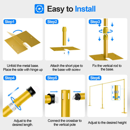 GLOSHOOTING Heavy Duty Backdrop Stand 10x20ft, Pipe and Drape Backdrop Stand Kit, Adjustable Metal Frame, Background Stand Back Drop for Wedding Birthday Party Decorations-Gold