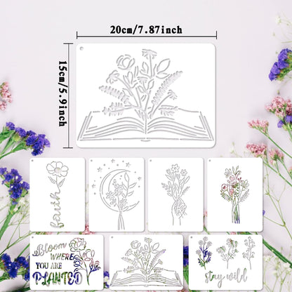 Baychendoo 15 Pcs Floral Craft Stencils - 5.9x7.87 Inch Reusable Spring Wildflower Bouquet Templates for DIY Wood Painting, Scrapbooking, Fabric Art, Canvas Projects & Handmade Home Decor
