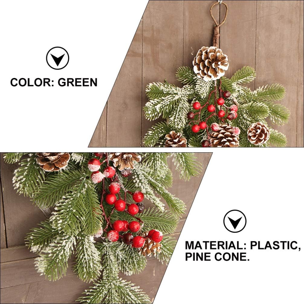 BESTOYARD Artificial 21.7in Christmas Teardrop Swag, Pine and Pinecone Door Decoration for Holiday Decor