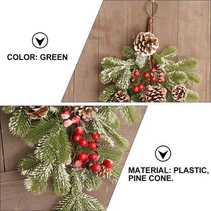 BESTOYARD Artificial 21.7in Christmas Teardrop Swag, Pine and Pinecone Door Decoration for Holiday Decor