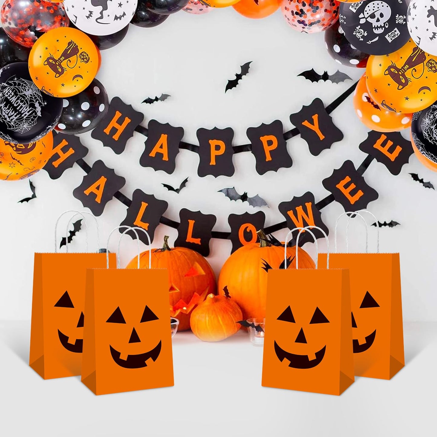 YE 12 PCS Halloween Pumpkin Gift Candy Bags with Handle Trick or Treat Bags Party Favor for Halloween Party Decorations