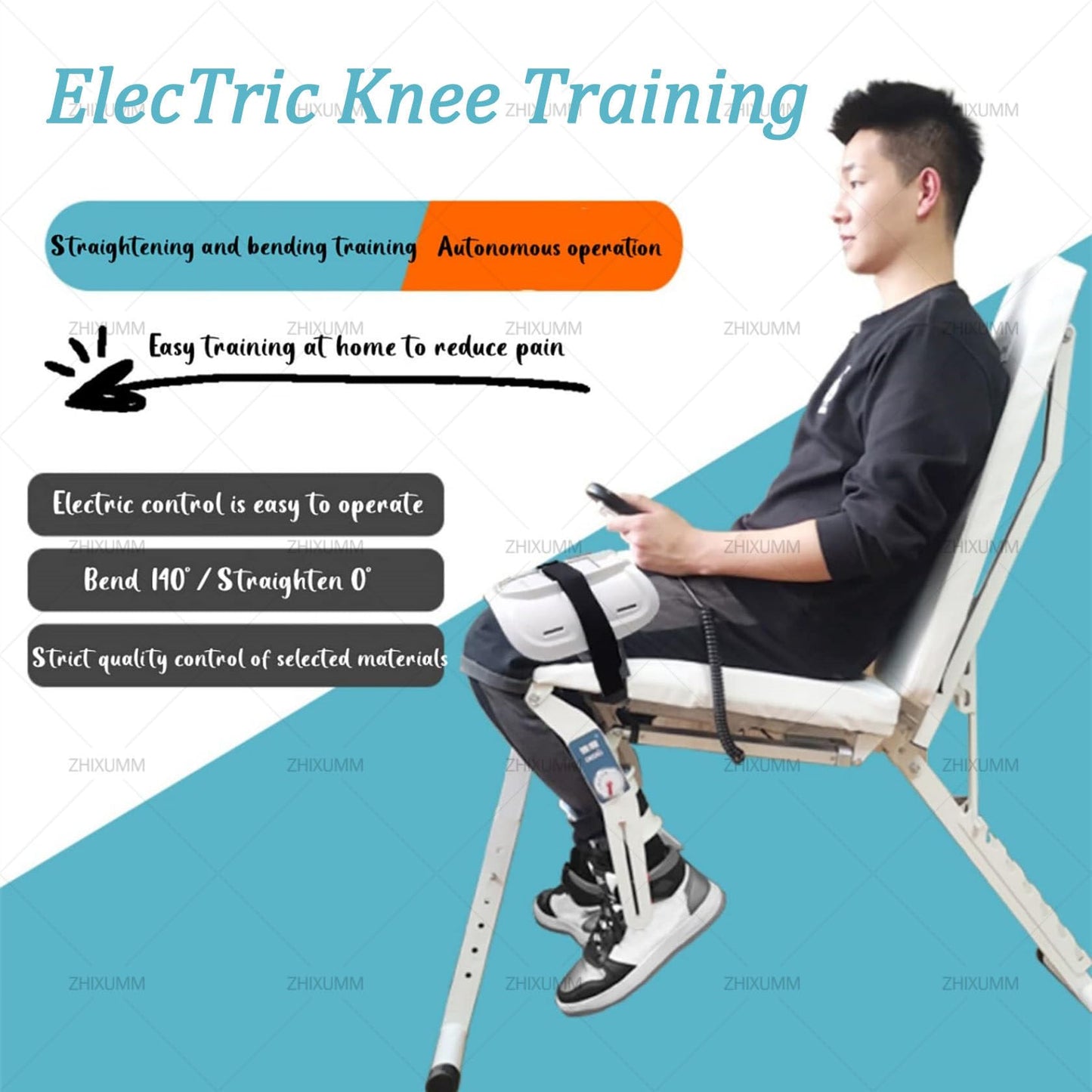 ZHIXUMM Electric Knee Rehabilitation Trainer, Adjustable Leg Stretcher Exerciser, Lower Limb CPM Machine with Remote Control, Adjustable 0-180°Flexion/Extension for Joint Stiffness rightleg