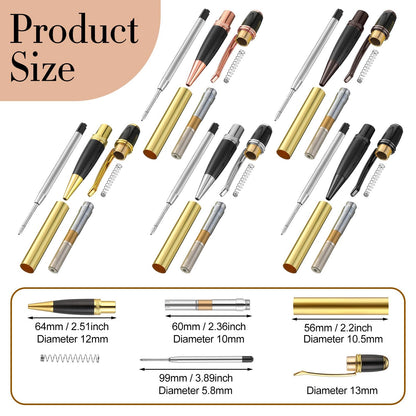 Colarr 20 Pack Woodturning Pen Kit Twist Ballpoint Pen Kit with Refill Copper for DIY Classroom Supplies Teacher Student Friends Gift