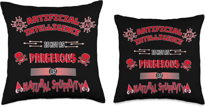 Funny AI Tech Geek Sarcastic Red Throw Pillow, 16x16, Multicolor
