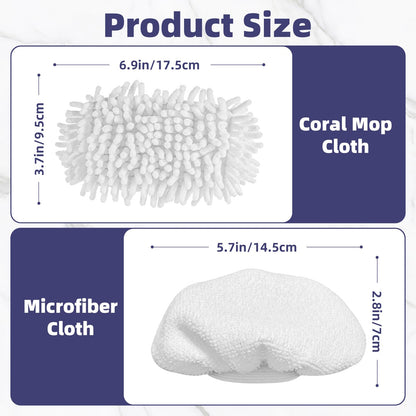 LOVECO 6 Pack Universal Steam Cleaner Accessories, Reusable Steam Shot Attachments, Steam Mop Pads, Handheld Steamer Washable Cloth- 3 Microfiber + 3 Coral Cloths + Laundry Bag